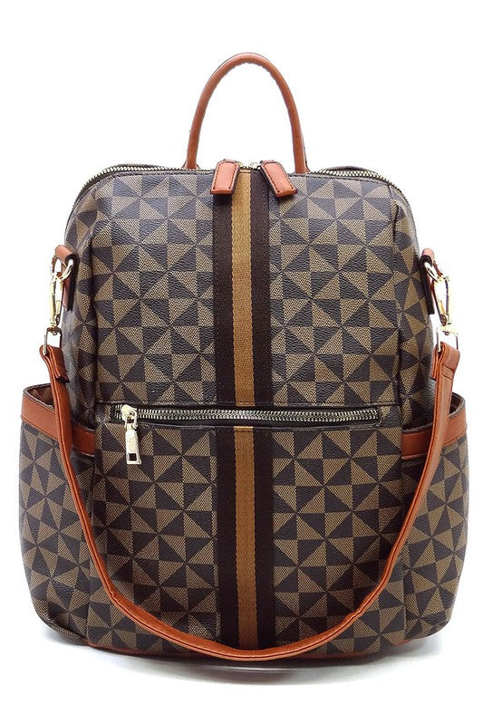 Monogram Striped Convertible Backpack