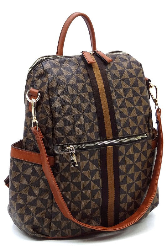 Monogram Striped Convertible Backpack