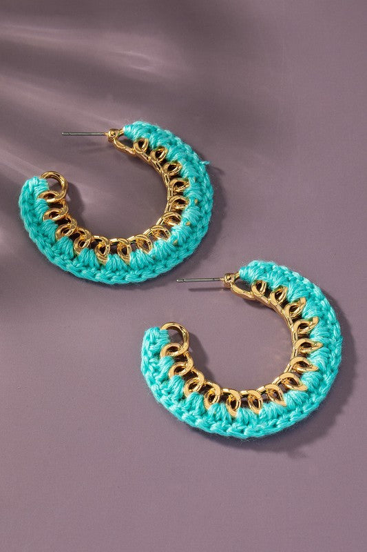 Bali Braided Link Chain Hoop Earrings