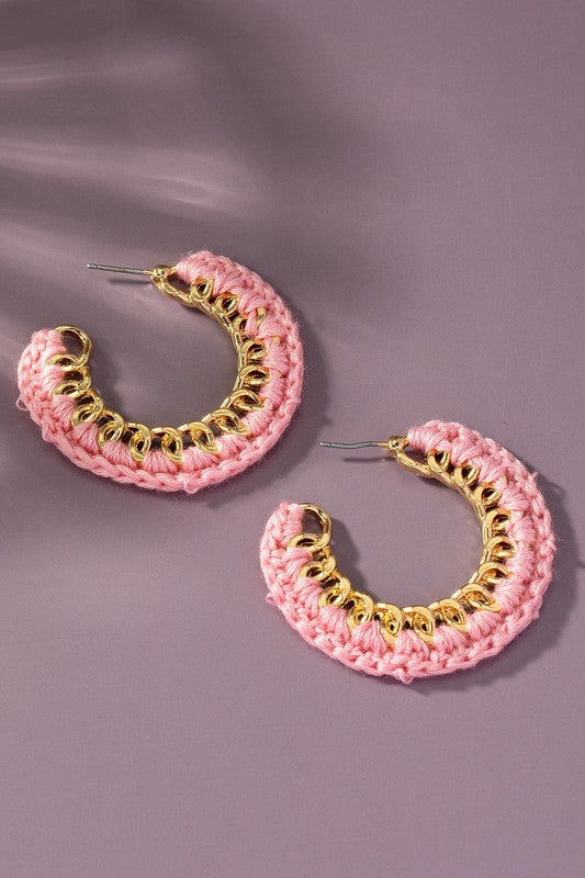 Bali Braided Link Chain Hoop Earrings