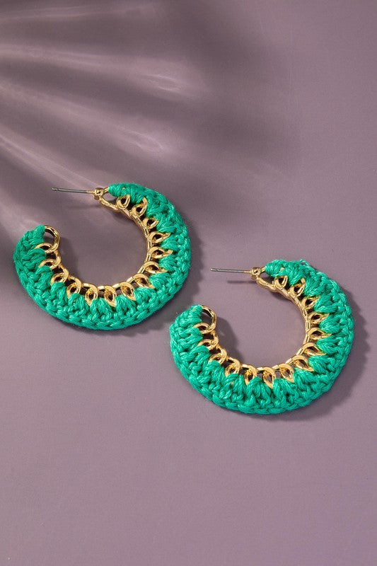 Bali Braided Link Chain Hoop Earrings