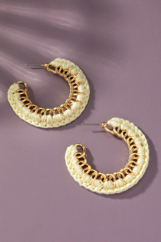 Bali Braided Link Chain Hoop Earrings