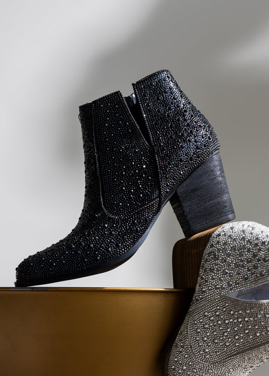 Shine Star Rhinestone Bootie in Black