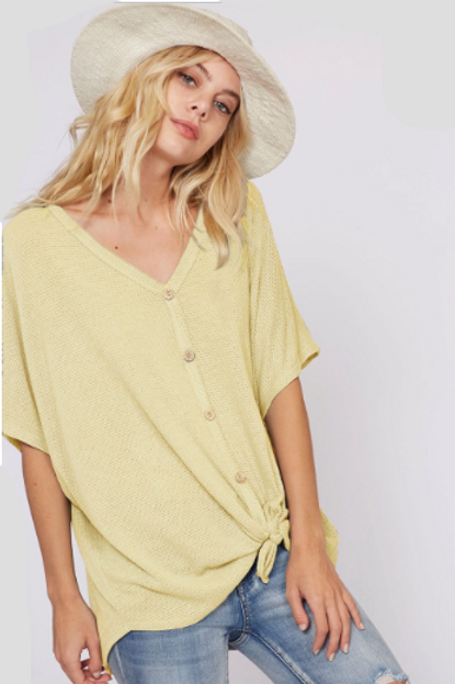 Thermal Knit Button Down Yellow