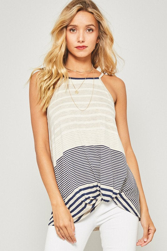 Striped Sleeveless Knit Top