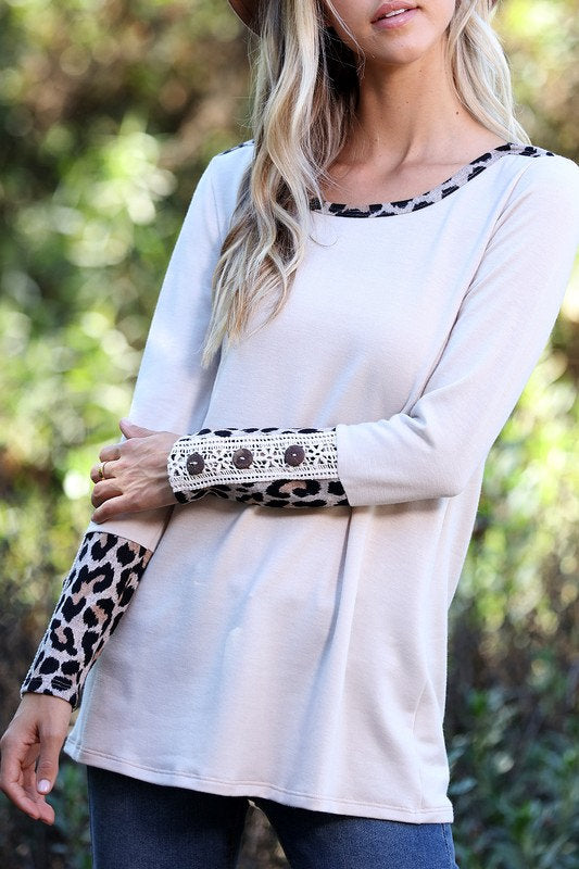 Leopard and Lace Long Sleeve Tee