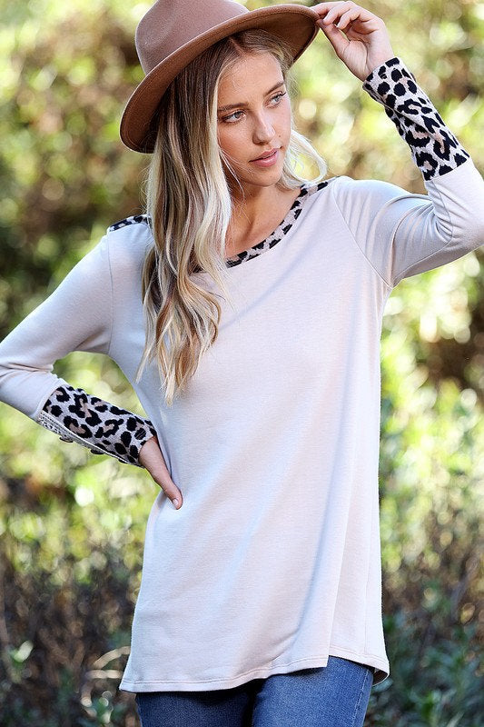 Leopard and Lace Long Sleeve Tee