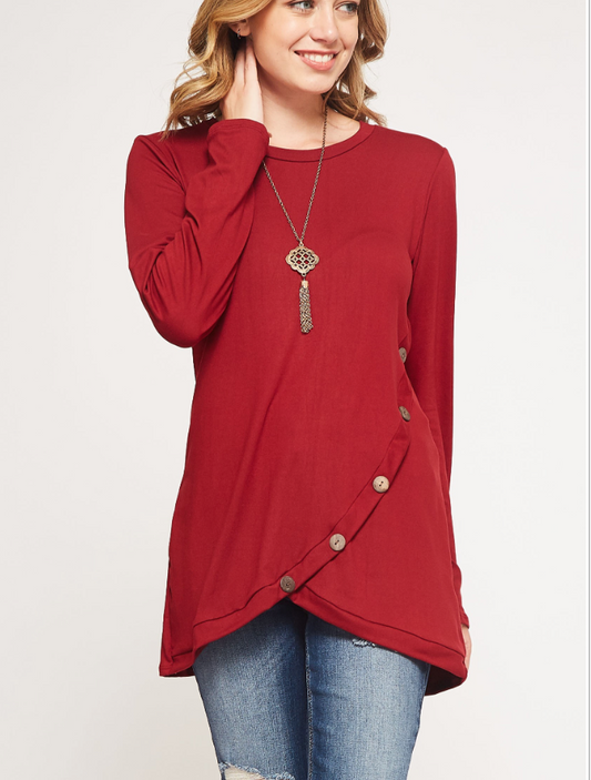 Button Down Bellamie Tunic Red