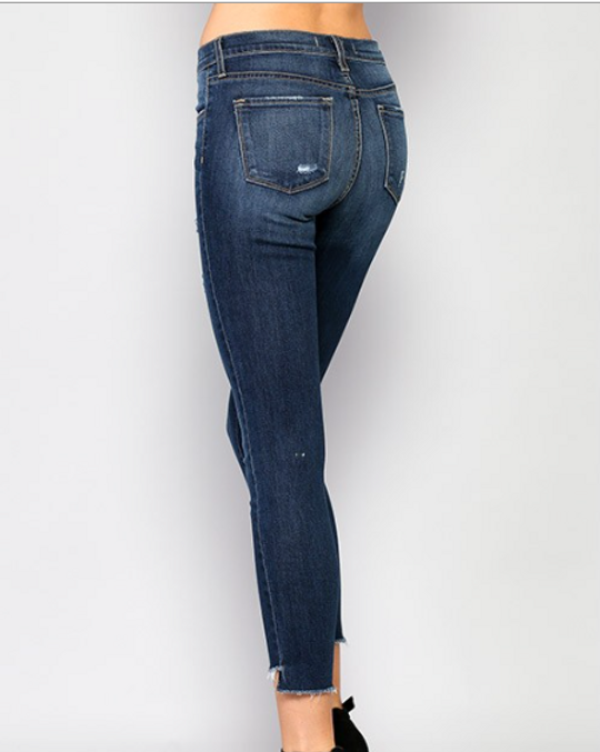 Slanted Hem Ankle Skinny Jean