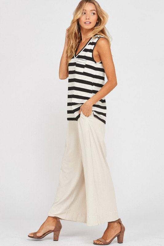 Sleeveless Striped Tank Black