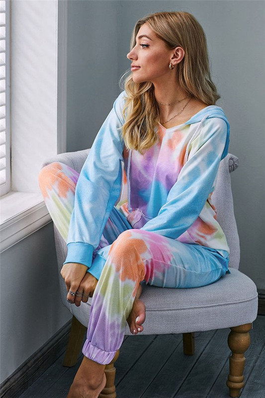 Tie Dye Hooded Loungewear Set