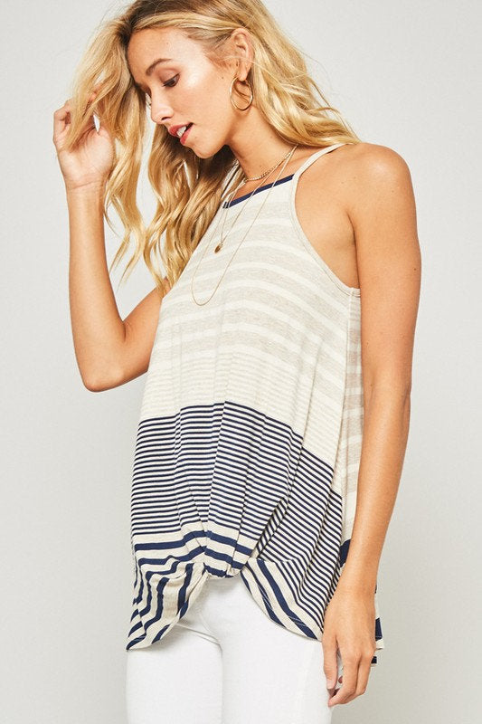 Striped Sleeveless Knit Top