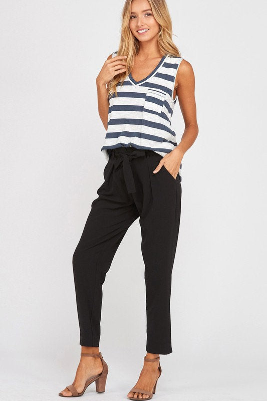 Sleeveless Striped Tank Navy