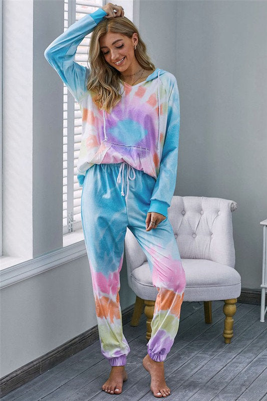 Tie Dye Hooded Loungewear Set