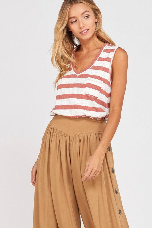 Sleeveless Striped Tank Brick