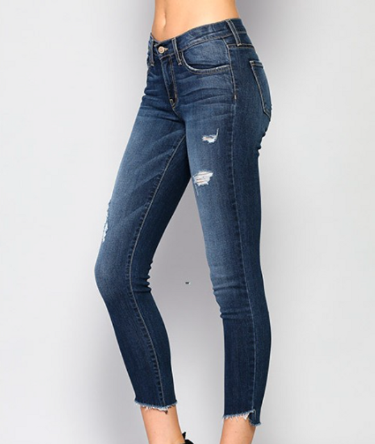 Slanted Hem Ankle Skinny Jean