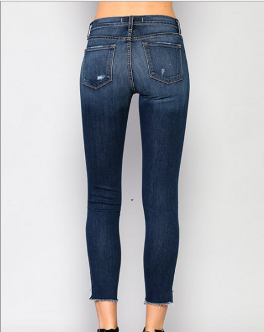 Slanted Hem Ankle Skinny Jean