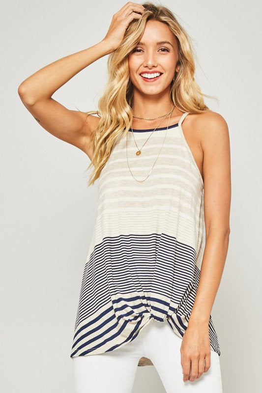 Striped Sleeveless Knit Top