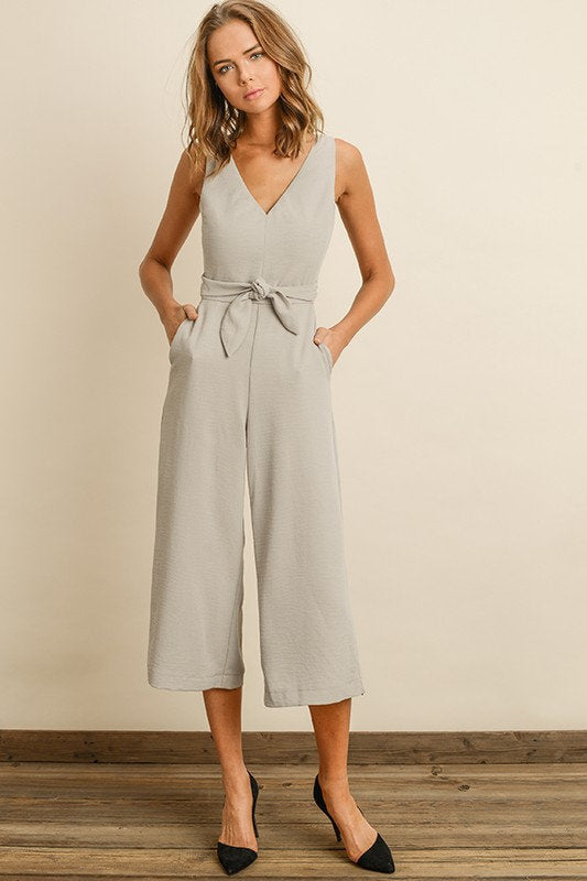 Cutout Wrap Jumpsuit Gray