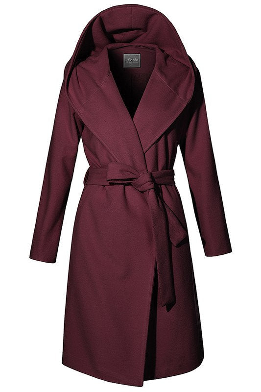 Belted Longline Trench Coat Wine