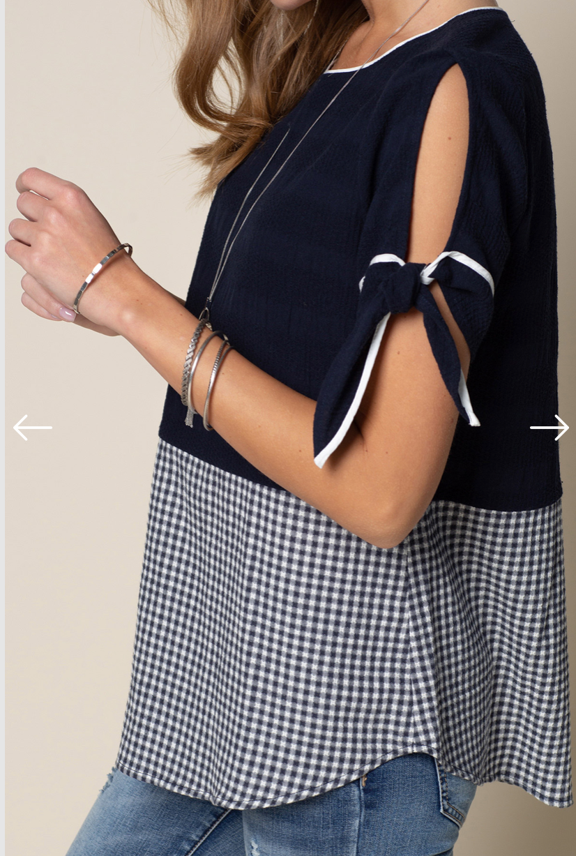 Madison Gingham Top Navy