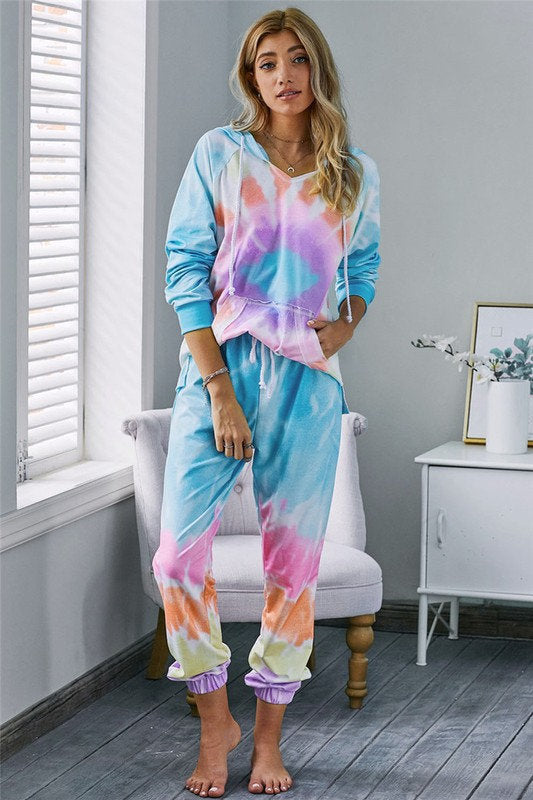 Tie Dye Hooded Loungewear Set