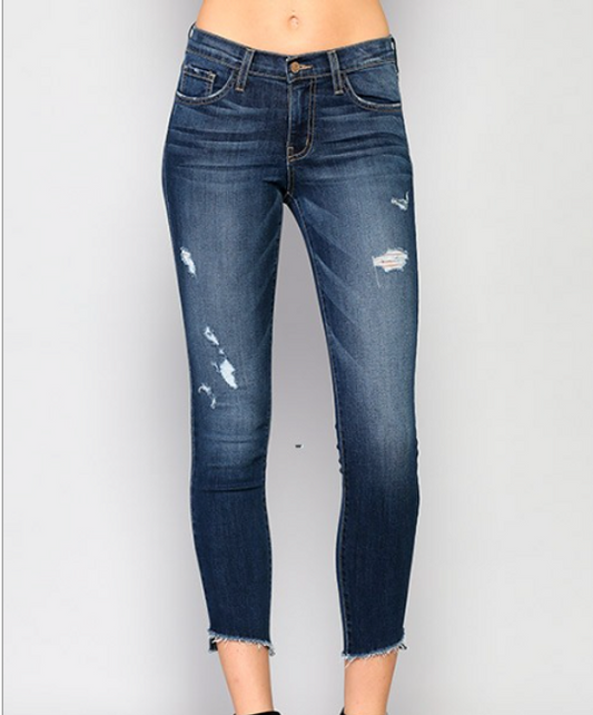 Slanted Hem Ankle Skinny Jean