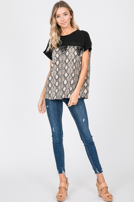 Lacey Snakeskin Print Tee