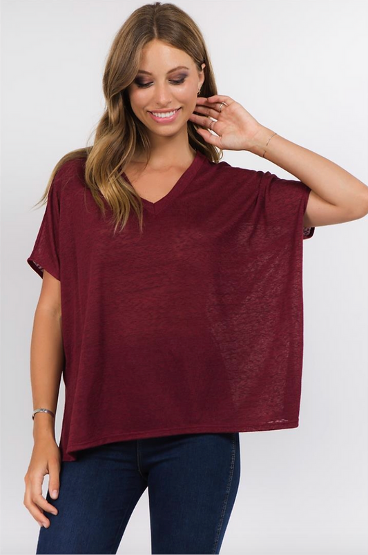 Carmela V-Neck Sweater Merlot