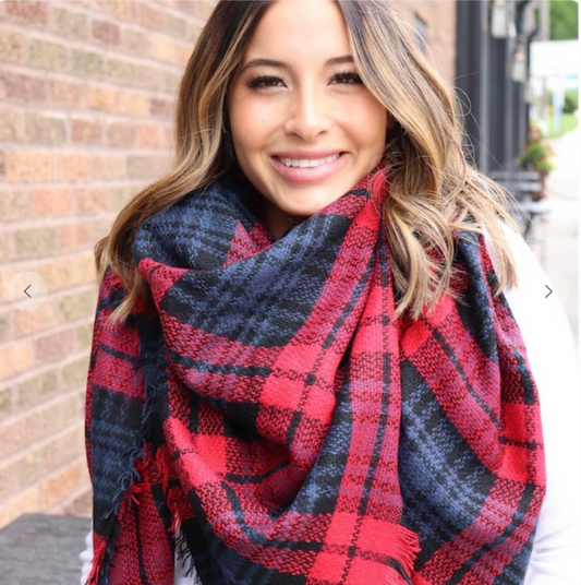 Red Plaid Blanket Scarf