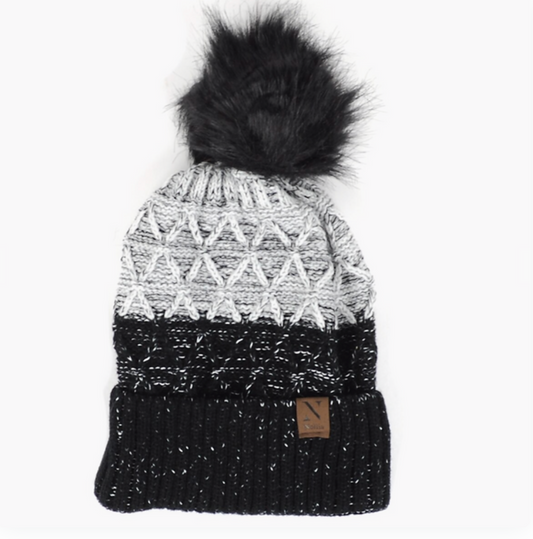 Selini Split-Toned Pom Knit Hat